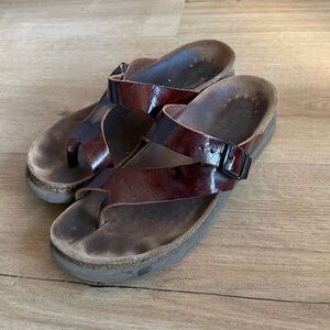 Mephisto Women's Helen Brown Patent Leather Cork Sandals Size 38